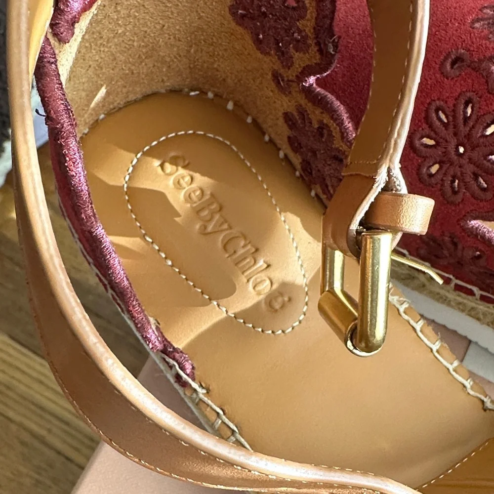 See by Chloe Red Espadrille Sandals - NEW